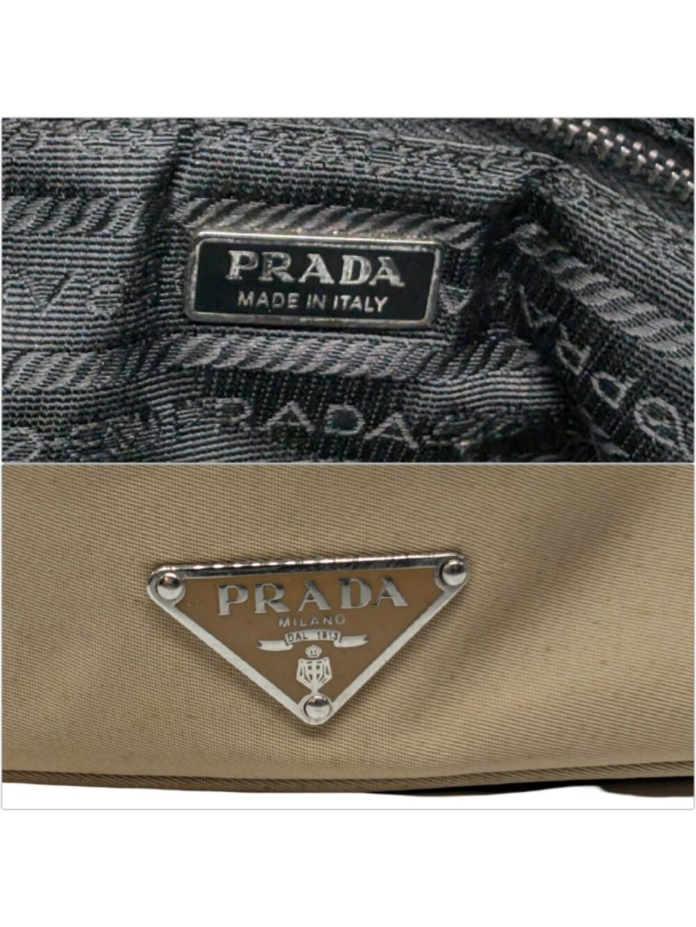 Vtg Prada Tessuto Sirio Mini Shoulder Bag Beige Nylon BR1267 Y2K Hobo Purse - Picture 7 of 13